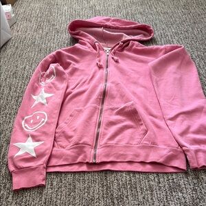 Ocean Drive Pink and White Star Sweatshirt Hoodie